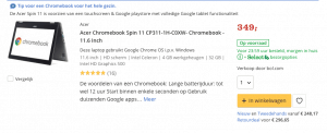 Acer Chromebook Spin aanbieding_11 CP311-1H-C0XW- Chromebook - 11.6 Inch