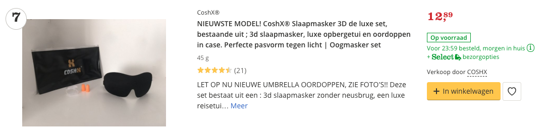 Beste slaapmasker CoshX® Slaapmasker 3D de luxe set