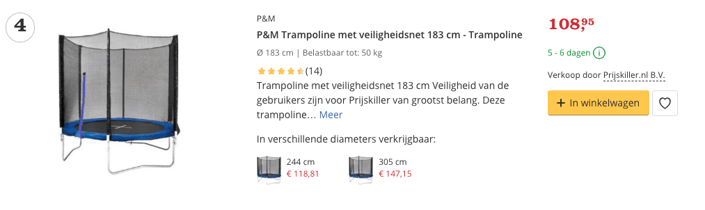 Top 3 P&M Trampoline met veiligheidsnet 183 cm - Trampoline review