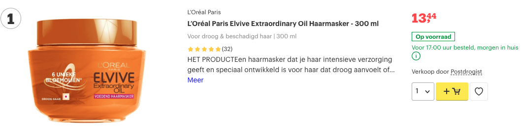 Top 1 L’Oréal Paris Elvive Extraordinary Oil Haarmasker - 300 ml review