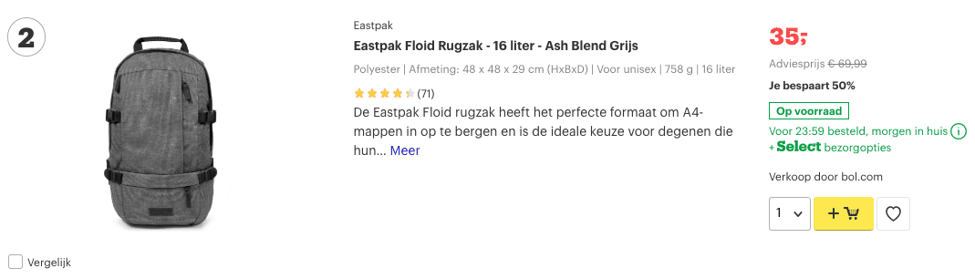 Top 2 Eastpak Floid Rugzak - 16 liter - Ash Blend Grijs review