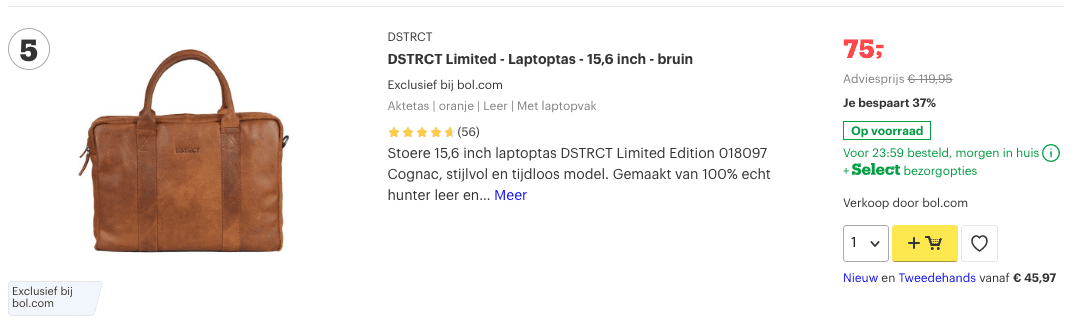 DSTRCT Limited - Laptoptas - 15,6 inch - bruin