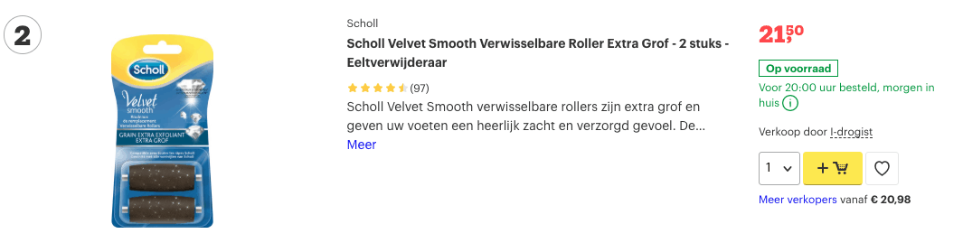 Top 2 Scholl Velvet Smooth Verwisselbare Roller Extra Grof - 2 stuks - Eeltverwijderaar review