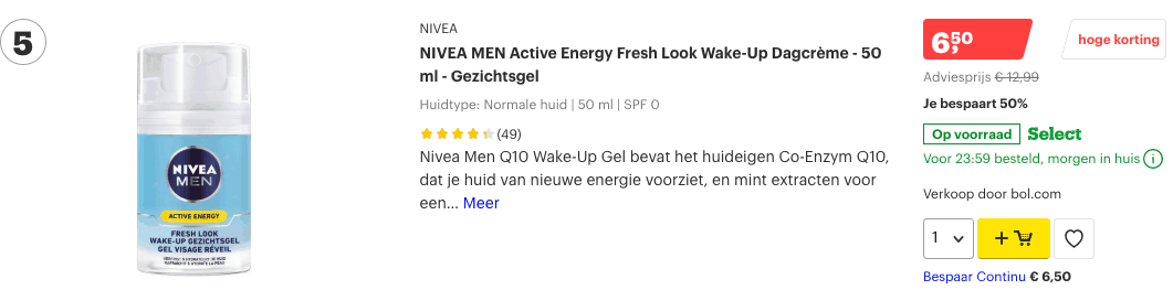 Top 5 NIVEA MEN Active Energy Fresh Look Wake-Up Dagcrème - 50 ml - Gezichtsgel review