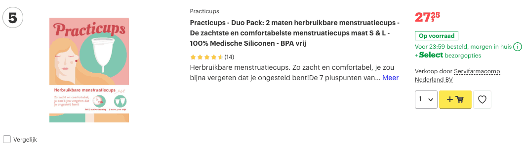 Top 5 Practicups - Duo Pack 2 maten herbruikbare menstruatiecups