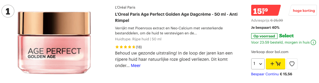 top 1 L'Oreal Paris Age Perfect Golden Age Dagcrème - 50 ml - Anti Rimpel review