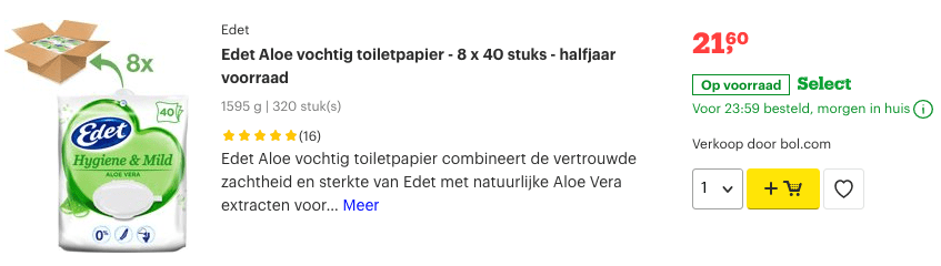 top 2 Edet Aloe vochtig toiletpapier - 8 x 40 stuks - halfjaar voorraad review