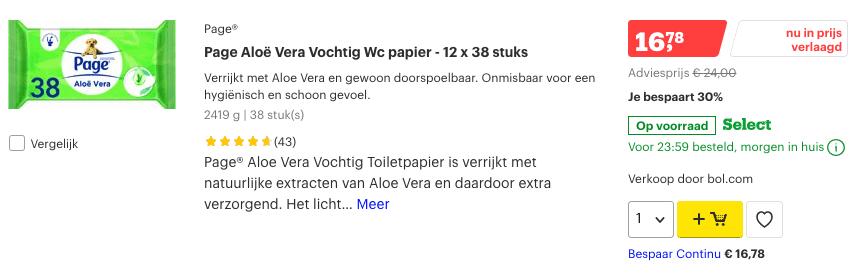 top 3 Page Aloë Vera Vochtig Wc papier - 12 x 38 stuks reviews
