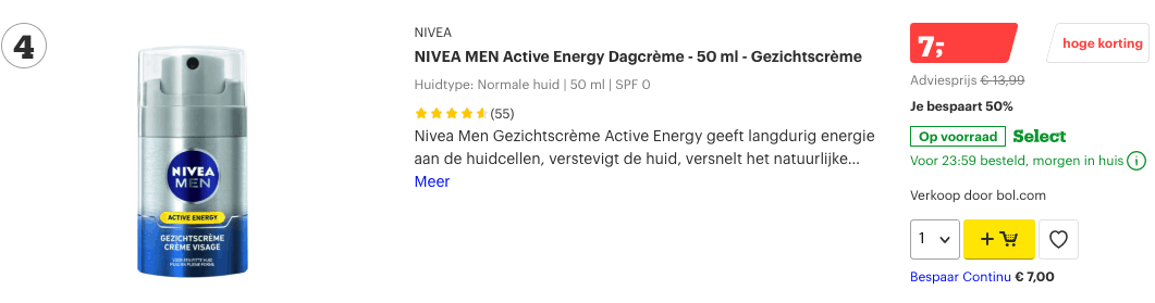 top 4 NIVEA MEN Active Energy Dagcrème - 50 ml - Gezichtscrème review