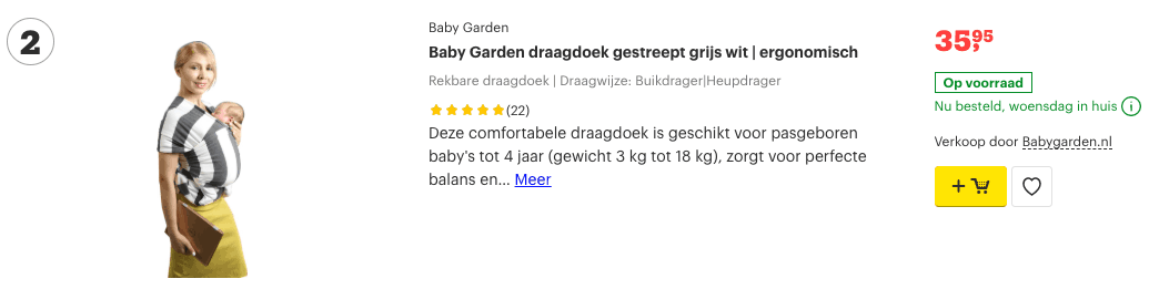Top 2 Baby Garden draagdoek gestreept grijs wit | ergonomisch review