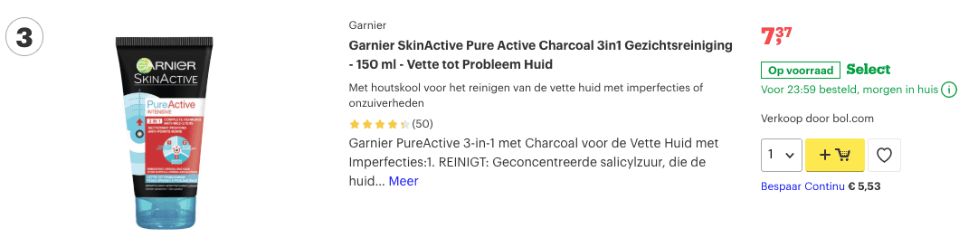 Top 2 Garnier SkinActive Pure Active Charcoal 3in1 Gezichtsreiniging - 150 ml - Vette tot Probleem Huid review