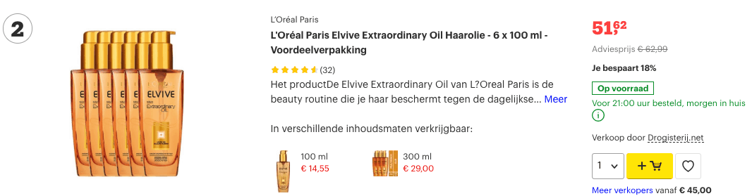 Top 2 L'Oréal Paris Elvive Extraordinary Oil Haarolie - 6 x 100 ml - Voordeelverpakking review