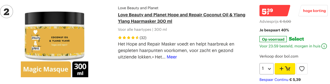 Top 2 Love Beauty and Planet Hope and Repair Coconut Oil & Ylang Ylang Haarmasker 300 ml review