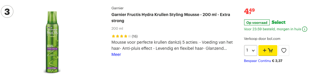Top 3 Garnier Fructis Hydra Krullen Styling Mousse - 200 ml - Extra strong review