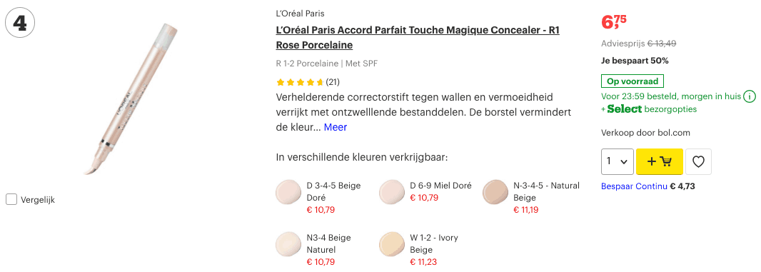 Top 4 L’Oréal Paris Accord Parfait Touche Magique Concealer - R1 Rose Porcelaine review
