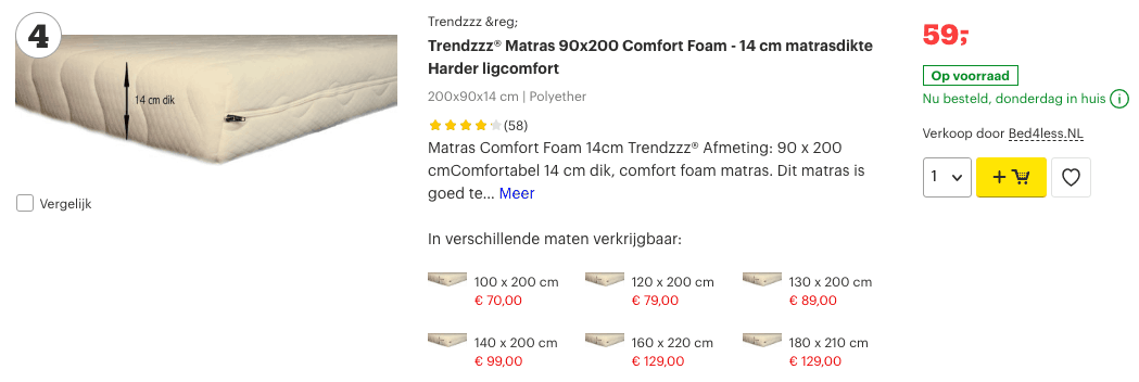 Top 4 Trendzzz® Matras 90x200 Comfort Foam - 14 cm matrasdikte Harder ligcomfort review
