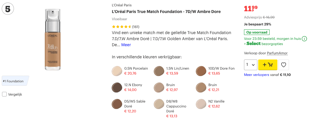 Top 5 L'Oréal Paris True Match Foundation - 7D:W Ambre Dore review